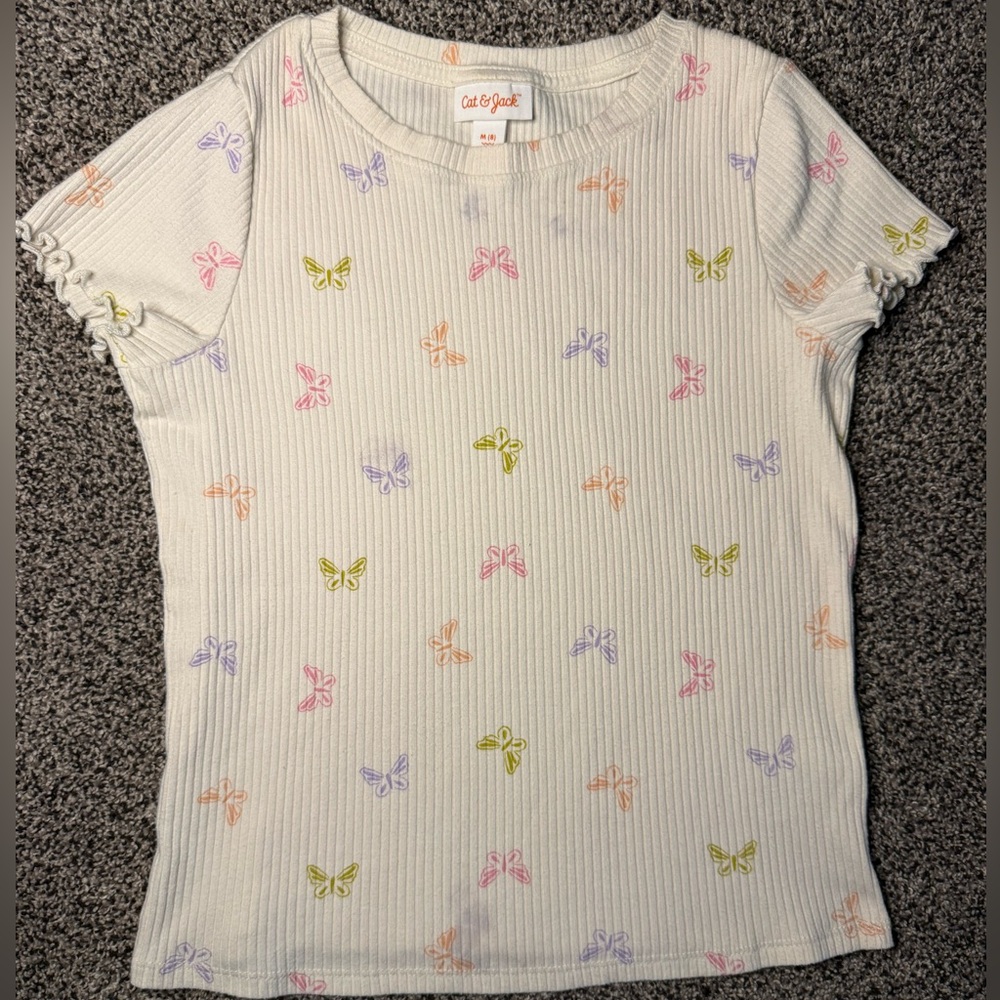 Cat & Jack Crew Neck Short Sleeve Ribbed Tee, size 8 (035G)